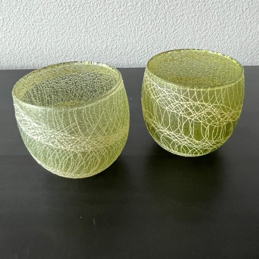 Set of 2 MCM Roly Poly Spaghetti String Drink Glasses // Color Craft Shat-R-Pruf